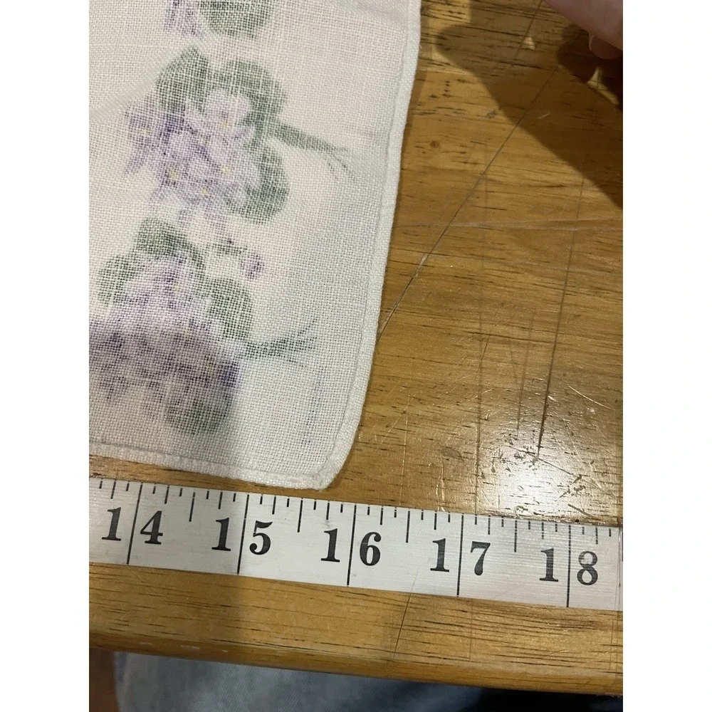 Vintage Kreier Linen Tea Towel‎ Violet Purple Flowers Wall Hanging 16x11 1/2